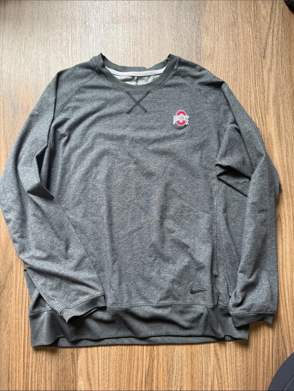 Nike Dark Gray Crewneck Sweatshirt with Red Ohio State Patch